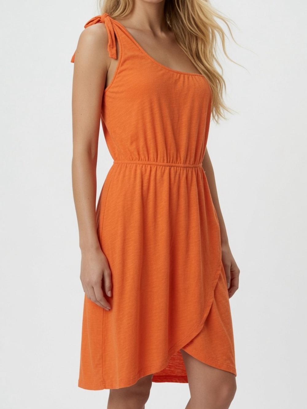 Women’s Orange Tie-Shoulder Wrap Dress, By Roxy, Size L.